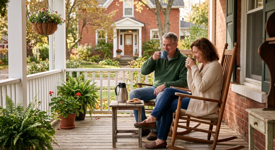 Couple enjoying Coffee in a secure home